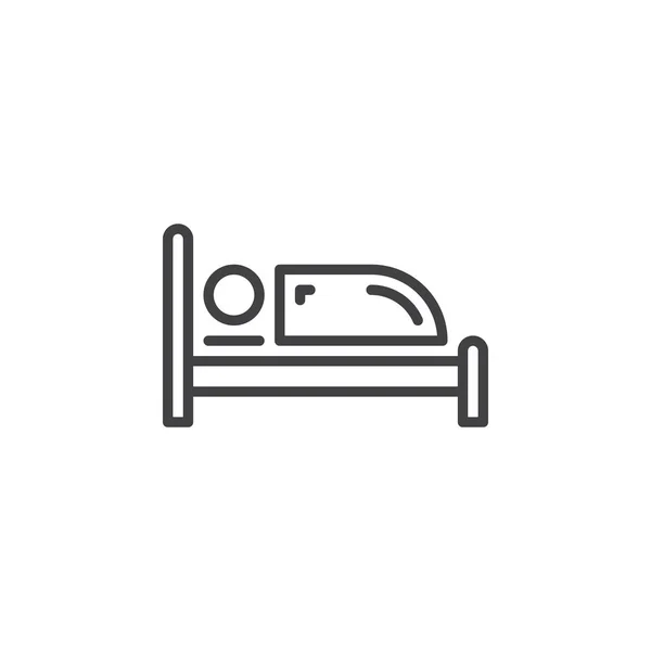 Иконка Одиночной Линии Кровати Контур Векторного Знака Линейная Пиктограмма Изолированная — стоковый вектор