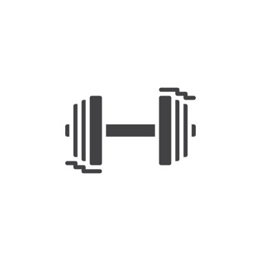 Dumbbell simge vektör, düz işareti, üzerinde beyaz izole katı piktogram dolu. Spor salonu, fitness sembolü, logo illüstrasyon