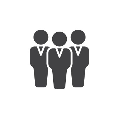 Grup insanlar simge vektör, dolu düz işareti, üzerinde beyaz izole katı piktogram. Takım sembol, logo illüstrasyon