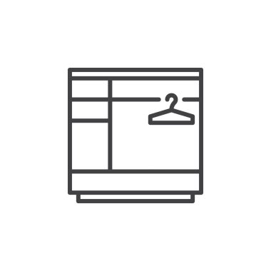 Dolap satırı simgesi, Anahat vektör işareti, doğrusal piktogram beyaz izole. Sembol, logo illüstrasyon