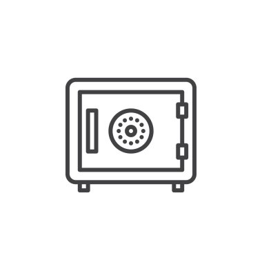 Güçlü çizgi simgesi, dış hat vektör işareti, beyaz üzerine izole edilmiş doğrusal piktogram. Güvenli oda sembolü, logo çizimi