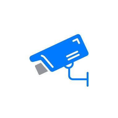 Gözetim fotoğraf makinesi simge vektör, düz işareti, üzerinde beyaz izole katı renkli sembol dolu. Sembol, logo illüstrasyon