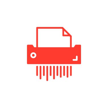 Kağıt parçalayıcı simge vektör, dolu düz işareti, üzerinde beyaz izole katı renkli sembol. Sembol, logo illüstrasyon