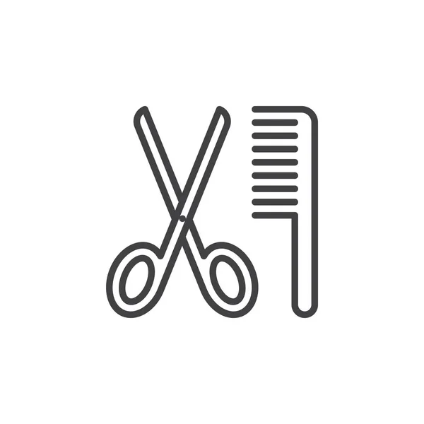 Scissors Comb Line Icon Outline Vector Sign Linear Pictogram Isolated — Stock Vector