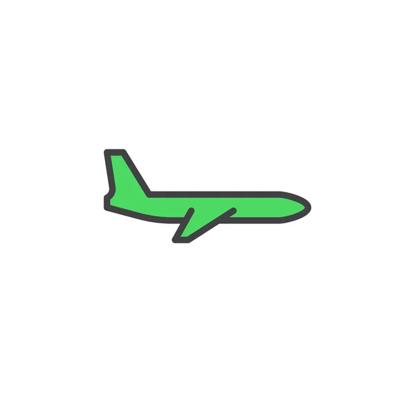 飛行機 航空機線アイコンいっぱいアウトライン ベクトル記号 線形のカラフルなピクトグラムを白で隔離 シンボル ロゴの図 — ストックベクタ