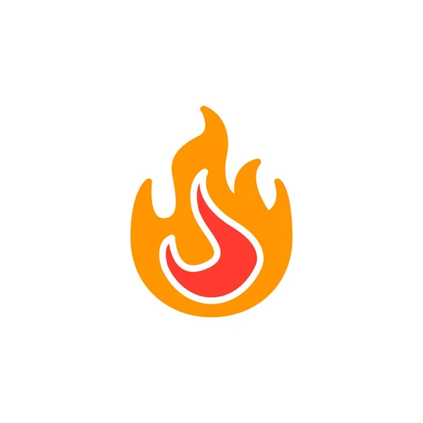 Fuego Llama Icono Vector Lleno Signo Plano Pictograma Colorido Sólido — Vector de stock
