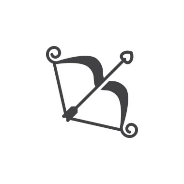 Aşk tanrısı yay simge vektör, düz işareti, üzerinde beyaz izole katı piktogram dolu. Aşk sembolü, logo illüstrasyon