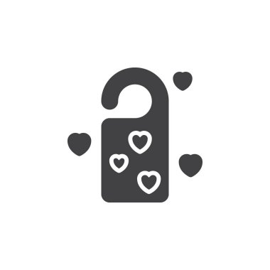 Askı rahatsız etmeyin. Kapı etiket simge vektör, dolu düz işareti, üzerinde beyaz izole katı piktogram. Sembol, logo illüstrasyon