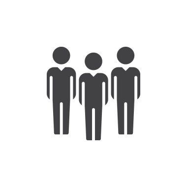 İnsanlar, takım simge vektör, düz işareti, üzerinde beyaz izole katı piktogram dolu. Sembol, logo illüstrasyon