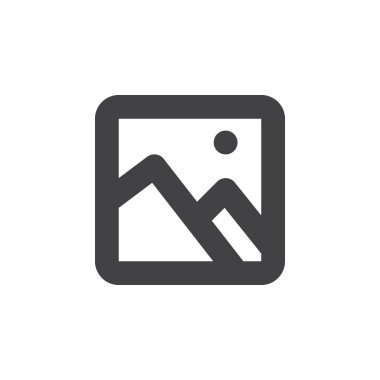 Resim, resim kalın çizgi simgesi, Anahat vektör işareti üzerinde beyaz izole doğrusal basit piktogram. Sembol, logo illüstrasyon