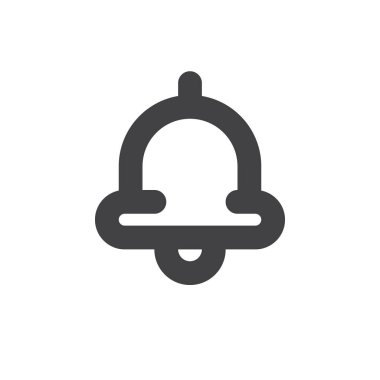 Zil kalın çizgi simgesini, Anahat vektör işareti, üzerinde beyaz izole doğrusal basit piktogram. Alarm sembolü, logo illüstrasyon