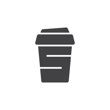 Kağıt kahve fincanı simge vektör, dolu düz işareti, üzerinde beyaz izole katı piktogram. Sembol, logo illüstrasyon