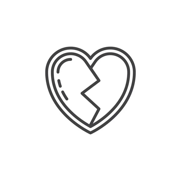 Broken Heart Line Icon Outline Vector Sign Linear Pictogram Isolated — Stock Vector