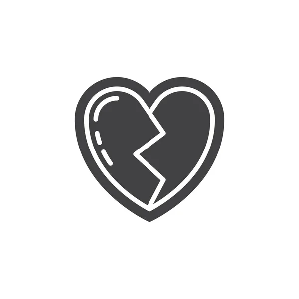 Вектор Разбитым Сердцем Плоский Знак Сплошная Пиктограмма Выделенная Белом Символ — стоковый вектор