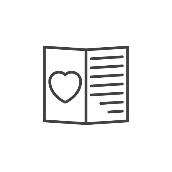 Dia Dos Namorados Cartão Amor Com Ícone Linha Coração Sinal — Vetor de Stock