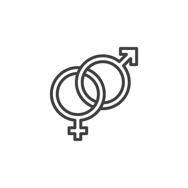 Heterosexual Gender Symbol Line Icon Male Female Outline Vector Sign — Stock Vector
