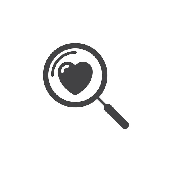 Magnifying Glass Heart Icon Vector Filled Flat Sign Solid Pictogram — Stock Vector