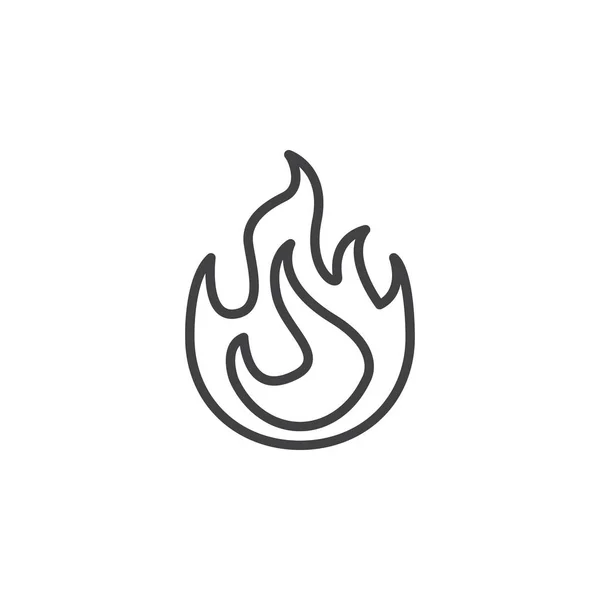 Icono Línea Llama Fuego Signo Vector Contorno Pictograma Lineal Aislado — Vector de stock