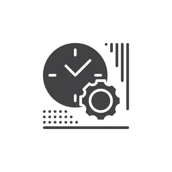 Vecteur Icône Horloge Engrenage Panneau Plat Rempli Pictogramme Solide Isolé — Image vectorielle