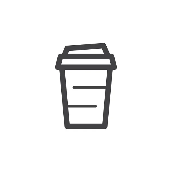 Papper Coffee Cup Ikon Disposition Vektor Logga Linjär Piktogram Isolerade — Stock vektor