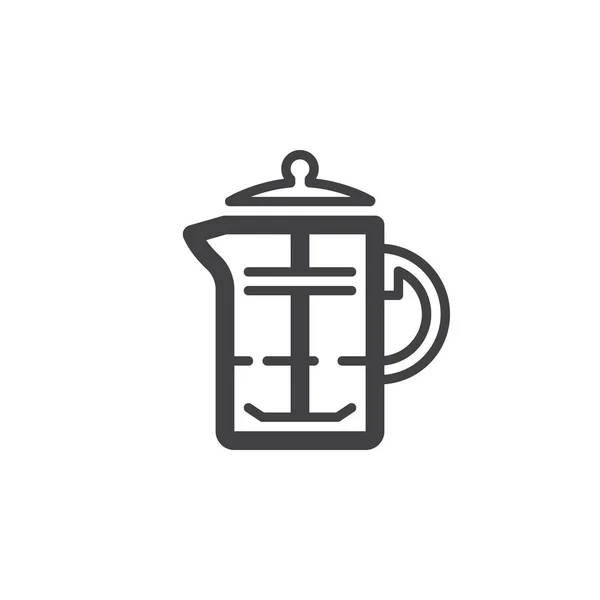 Französische Presse Kaffeekolben Liniensymbol Umrissvektorzeichen Lineares Piktogramm Auf Weiß Isoliert — Stockvektor
