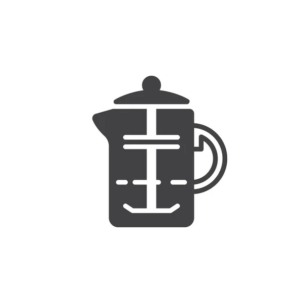 French Press Coffee Plunger Icon Vector Filled Flat Sign Solid — Stock Vector