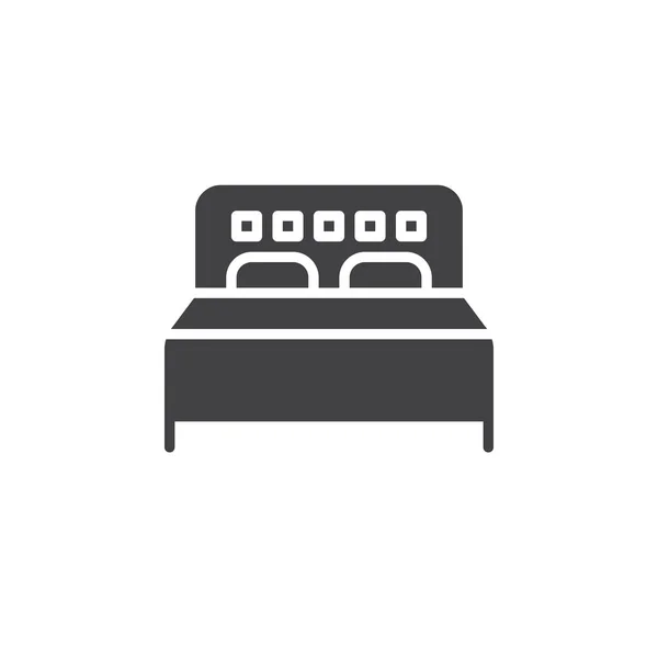 Icono Cama Doble Vector Signo Plano Lleno Pictograma Sólido Aislado — Vector de stock