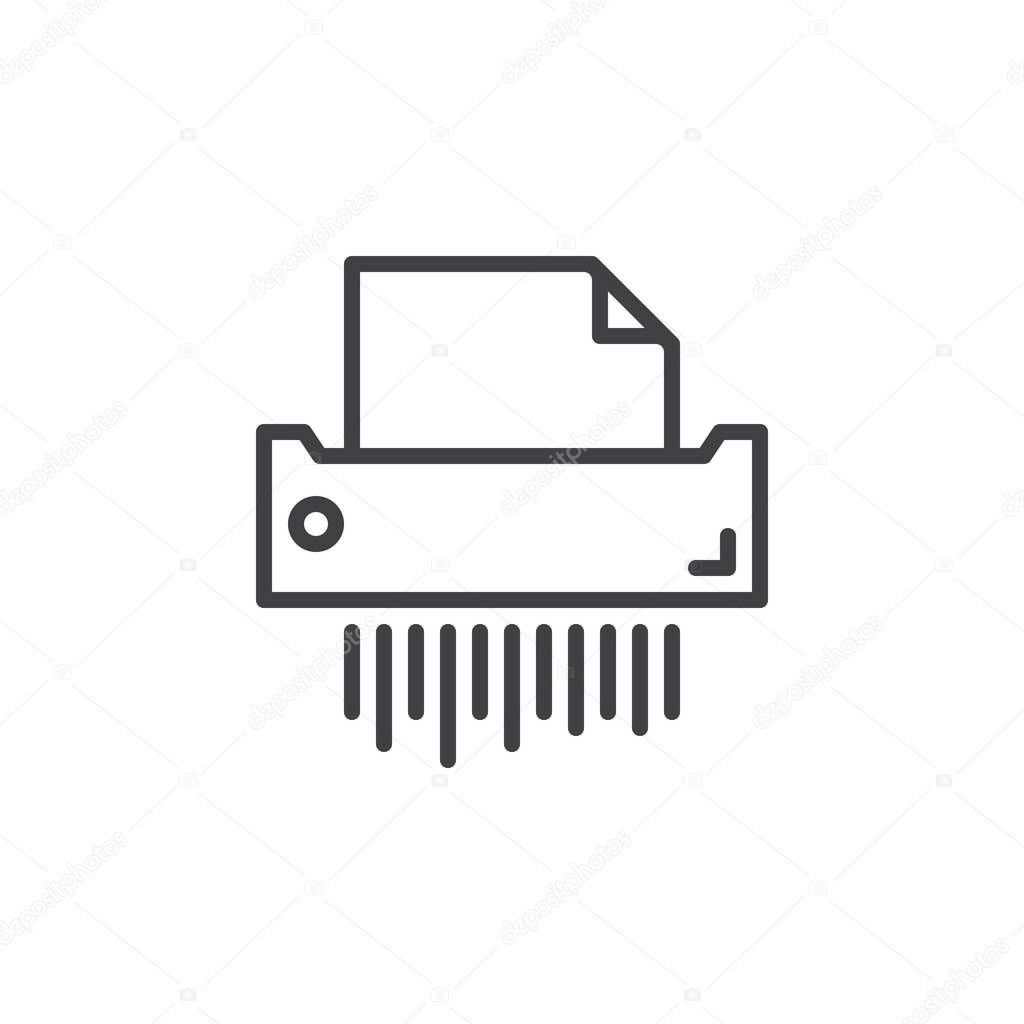 Paper shredder line icon, outline vector sign, linear pictogram isolated on white. Symbol, logo illustration