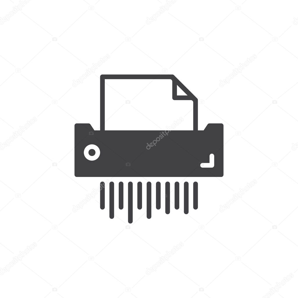 Paper shredder icon vector, filled flat sign, solid pictogram isolated on white. Symbol, logo illustration