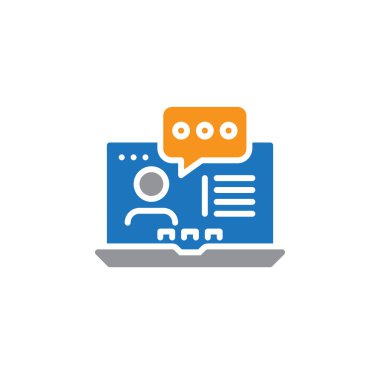 Online danışmanlık simge vektör, düz işareti, üzerinde beyaz izole katı renkli sembol dolu. Sembol, logo illüstrasyon