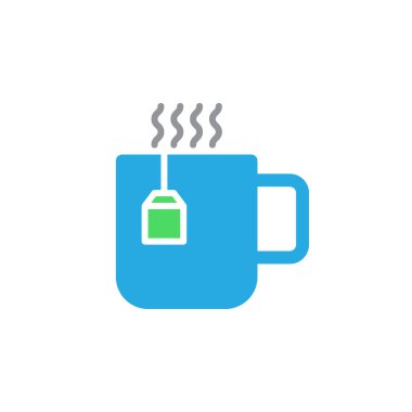 Bir fincan çay simge vektör, dolu düz işareti, üzerinde beyaz izole katı renkli sembol. Sıcak bir içecek sembolü, logo illüstrasyon