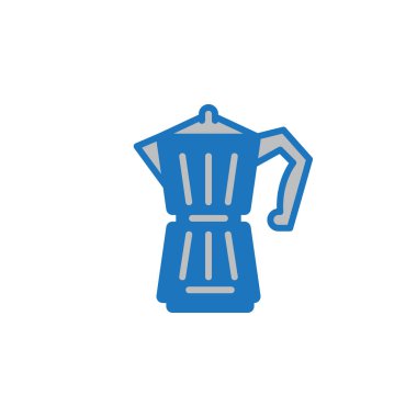 Gayzer kahve makinesi simge vektör, düz işareti, üzerinde beyaz izole katı renkli sembol dolu. Sembol, logo illüstrasyon