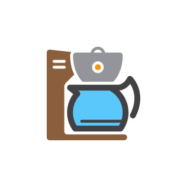 Kahve makinesi simge vektör, düz işareti, üzerinde beyaz izole katı renkli sembol dolu. Sembol, logo illüstrasyon