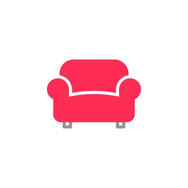 Kanepe, kanepe simge vektör, düz işareti, üzerinde beyaz izole katı renkli sembol dolu. Mobilya sembolü, logo illüstrasyon