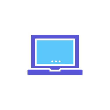 Dizüstü simge vektör, düz işareti, üzerinde beyaz izole katı renkli sembol dolu. Sembol, logo illüstrasyon