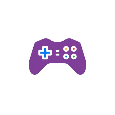 Gamepad, joypad simge vektör, düz işareti, üzerinde beyaz izole katı renkli sembol dolu. Oyun denetleyicisi sembolü, logo illüstrasyon