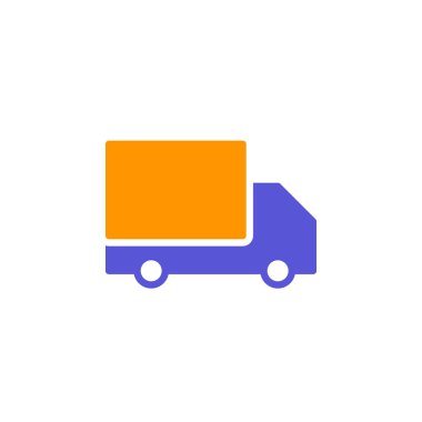 Teslimat kamyonu simge vektör, düz işareti, üzerinde beyaz izole katı renkli sembol dolu. Nakliye sembolü, logo illüstrasyon