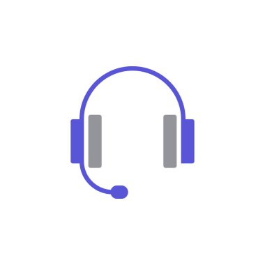 Kulaklık simge vektör, düz işareti, üzerinde beyaz izole katı renkli sembol dolu. Destek sembolü, logo illüstrasyon