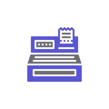 Yazar kasa simge vektör, düz işareti, üzerinde beyaz izole katı renkli sembol dolu. Sipariş ödeme sembolü, logo illüstrasyon