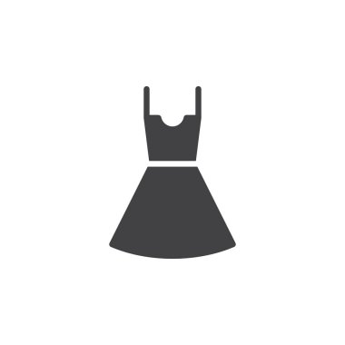 Simge vektör, dolu düz işareti, üzerinde beyaz izole katı ekibimizi elbise. Kadın giyim sembolü, logo illüstrasyon