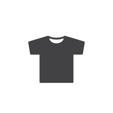 T-shirt simge vektör, düz işareti, üzerinde beyaz izole katı ekibimizi dolu. Erkekler giyim sembolü, logo illüstrasyon