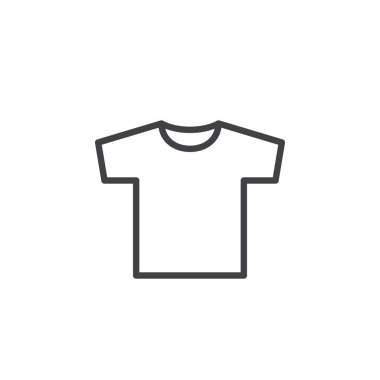 T-shirt satırı simgesi, Anahat vektör işareti, doğrusal tarzı resim üzerinde beyaz izole. Erkekler giyim sembolü, logo illüstrasyon 