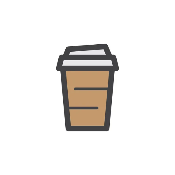 纸咖啡杯线图标 填充轮廓矢量符号 线性五颜六色的象形文字隔离在白色 徽标插图 — 图库矢量图片