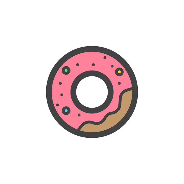 Donut Oder Donut Linie Symbol Gefüllte Umrisse Vektor Zeichen Lineares — Stockvektor