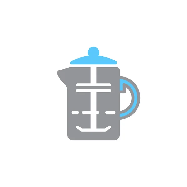 French Press Coffee Plunger Icon Vector Filled Flat Sign Solid — Stock Vector