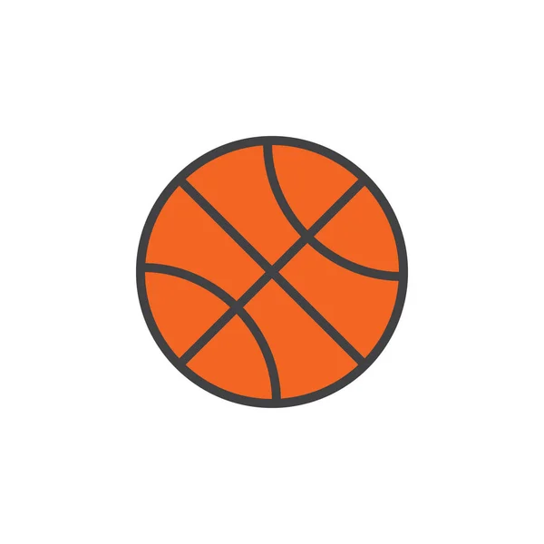 Icono Línea Pelota Baloncesto Signo Vector Contorno Lleno Pictograma Lineal — Vector de stock