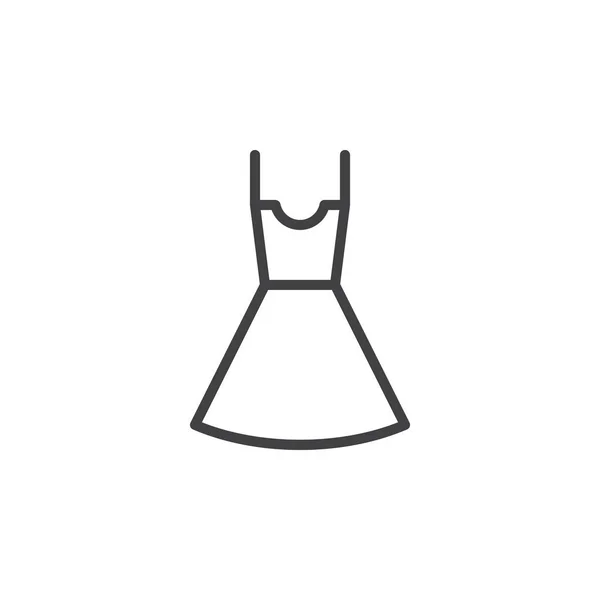Sukienka Line Ikona Zarys Wektor Znak Znak Liniowy Styl Białym — Wektor stockowy