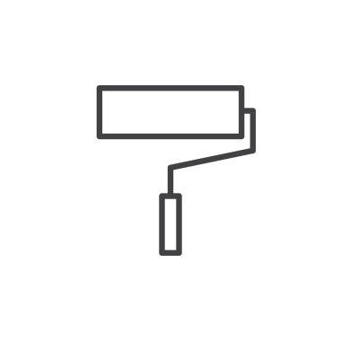 Boya silindiri satırı simgesi, vektör işareti, anahat üzerinde beyaz izole doğrusal stil piktogram. Ev geliştirme sembolü, logo illüstrasyon