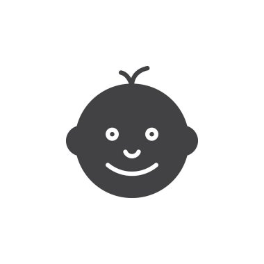 Bebek yüz simge vektör, dolu düz işareti, üzerinde beyaz izole katı piktogram. Sembol, logo illüstrasyon