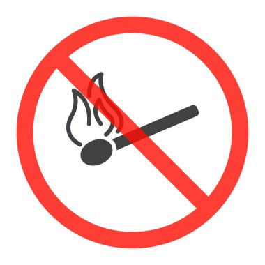 Emanet maç simgesi yasağı kırmızı daire, hayır yangın yasak ya da dur işareti, sembol yasak. Vektör çizim üzerinde beyaz izole